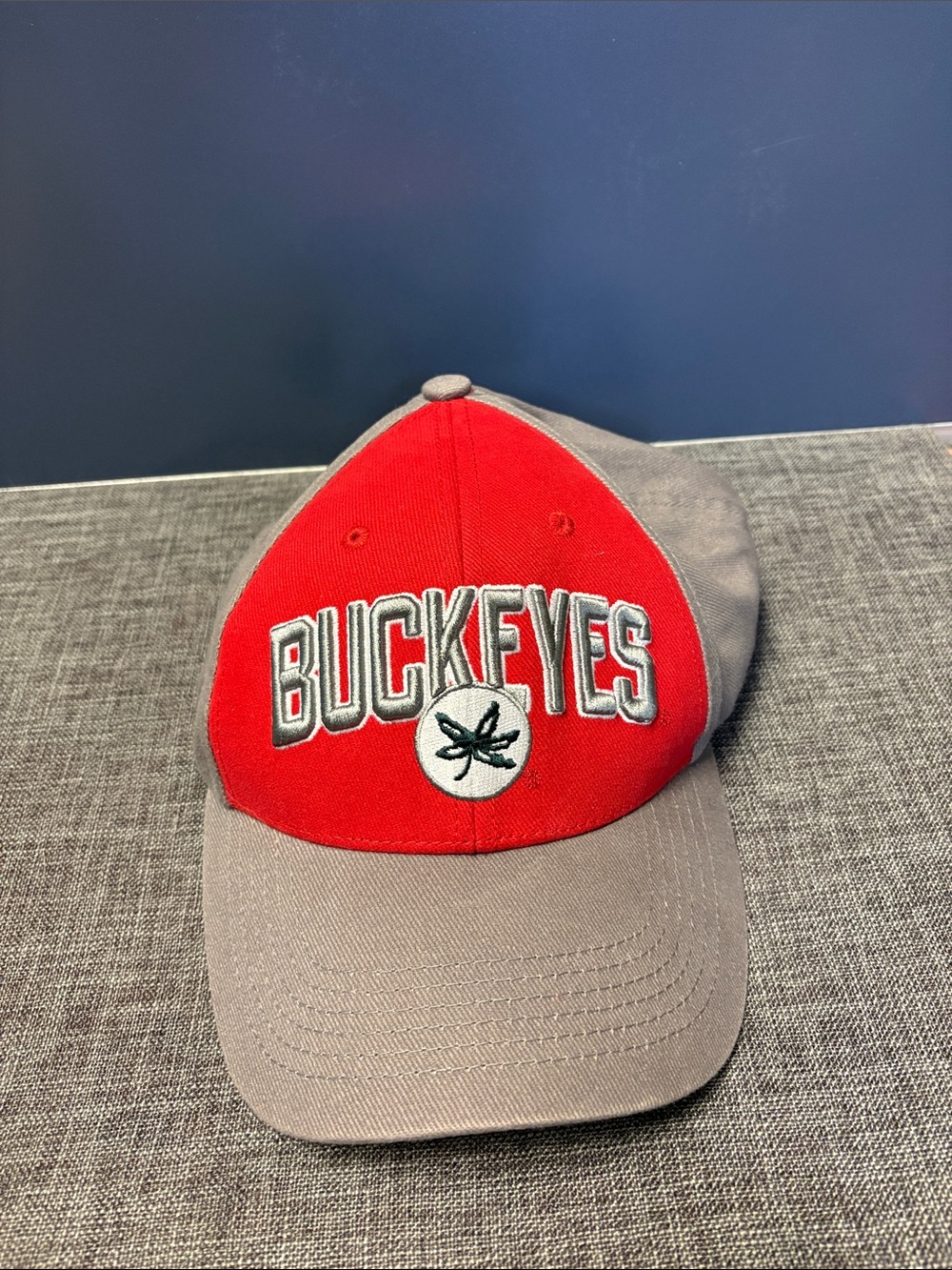 Ohio state BUCKEYES Red and Gray Baseball Cap velcro hat